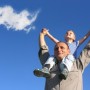 grandfather and grandson with cloud grandfather and grandson with cloud